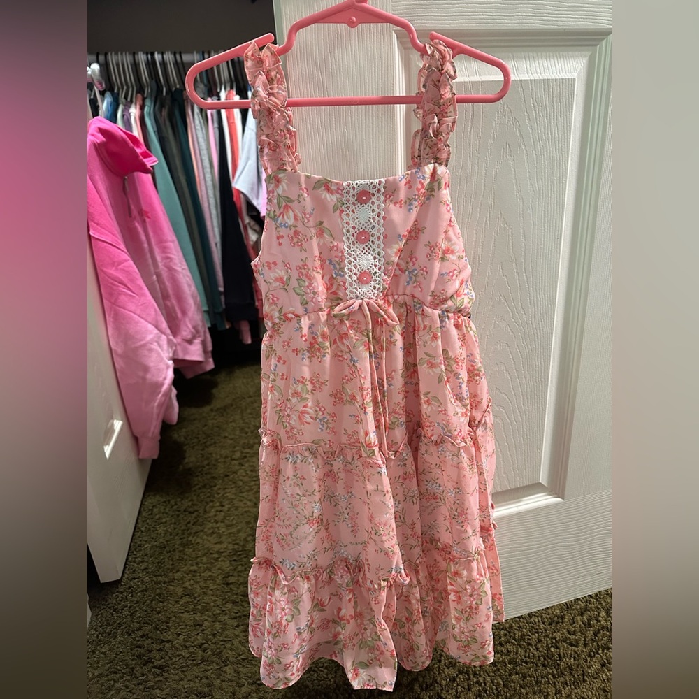 NWT Girls Jona Michelle Pink Floral Dress Size 7